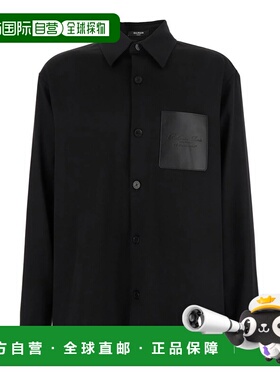 BALMAIN 男士衬衫 EH1HS391WB010PA AW2025 黑色 Shirt with leat