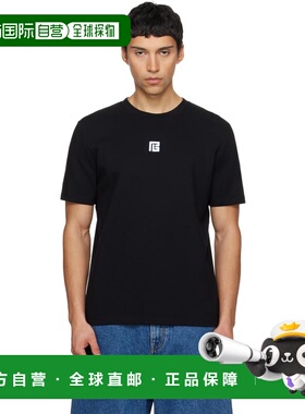 1h可退 潮奢 Balmain 巴尔曼 男士 黑色徽标刺绣 T 恤 GH1EG000BC