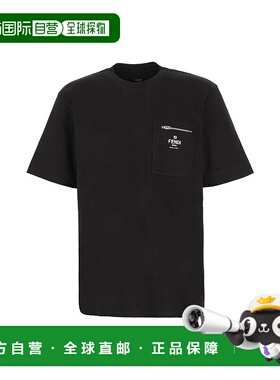 FENDI 男士T恤 FY0936ARYRF0QA1 CO 黑色 ` Roma` Print T-Shirt