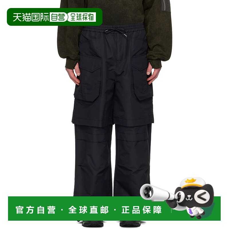 1h可退 潮奢 Juun.J 男士 黑色 Nylon Detachable Zip-Off 工装裤