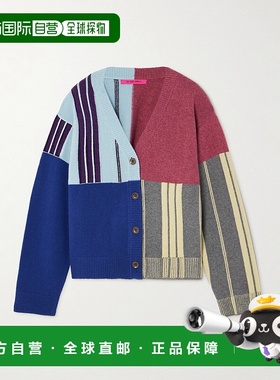 1h可退 潮奢 The Elder Statesman 女士 拼色条纹羊绒针织开衫 24