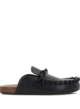 1h可退 潮奢 J.W. Anderson 男士 黑色荷叶边穆勒鞋 LF0068LA0323