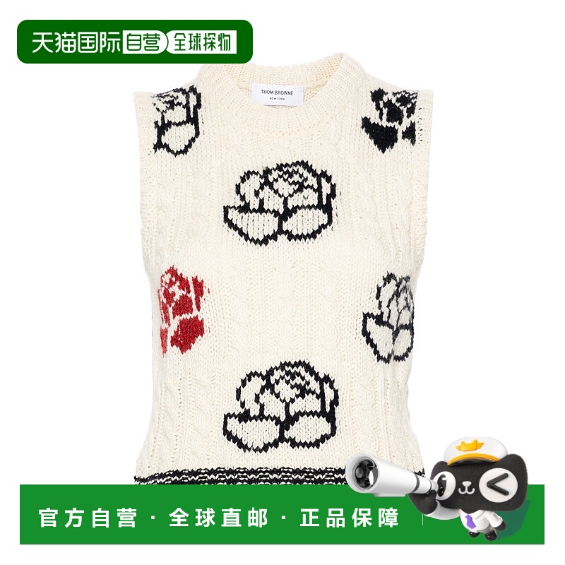 1h可退 thom browne 女士 上装T恤针织背心羊毛下摆