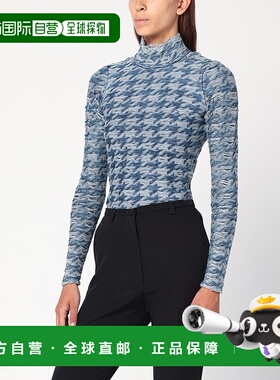 1h可退 潮奢 Diesel 迪赛 女士 BLUE/LIGHT 灰色花纹高领毛衣 A21