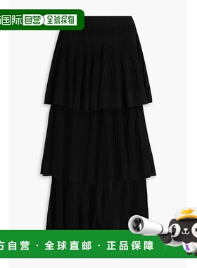 1h可退 潮奢 ZIMMERMANN 女士 层叠罗纹棉混纺中长半身裙 9732SS2