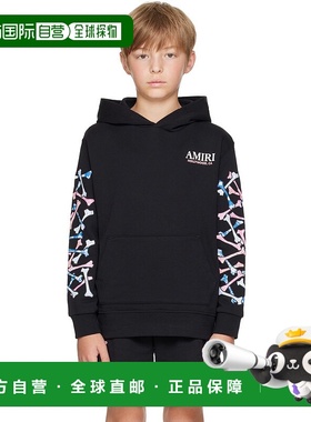 1h可退 潮奢 AMIRI 男童 黑色 Bandana Bones Stacked 儿童连帽衫