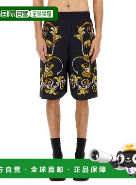 1h可退 潮奢 versace 范思哲 男士 粘胶纤维黑色短裤 78GAD10BNS6