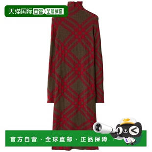 BURBERRY 女士连衣裙 8093580 CO 红色 Checkered Wool Blend Shi
