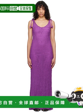 1h可退 潮奢 Moschino 莫斯奇诺 女士 紫色系带连衣裙 231EA04830