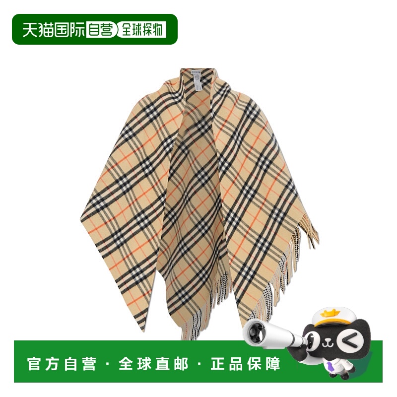 1h可退 BURBERRY 女士披肩 8113128A2021SAND AW2025 花色羊毛
