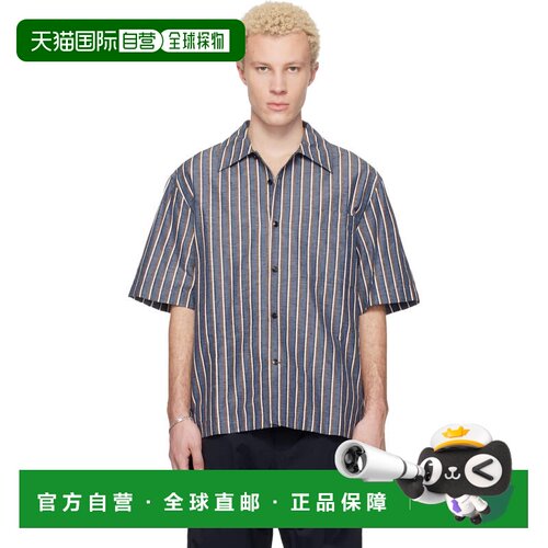 Bottega Veneta 葆蝶家 男士 蓝色 & 棕色 Bold Cotton Linen Str