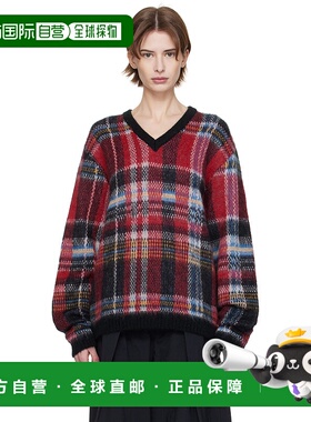 1h可退 潮奢 YMC 女士 红色 & 黑色 Vertigo Tartan 毛衣 P8XMF