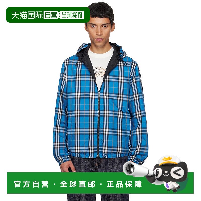 1h可退 潮奢 Burberry 巴宝莉 男士 蓝色 & 黑色连帽双面夹克 811