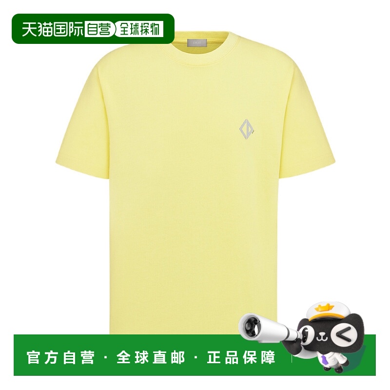 1h可退 DIOR 男士T恤 593J696A0554C280 SS2025 黄色 CD Diamond