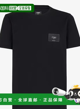 FENDI 男士T恤 FY0894A9RLF0QA1 男装黑色短袖CO