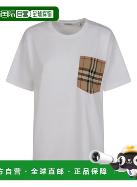 BURBERRY 女士T恤 8103971A1464 SS2025 白色 Check pocket cotto