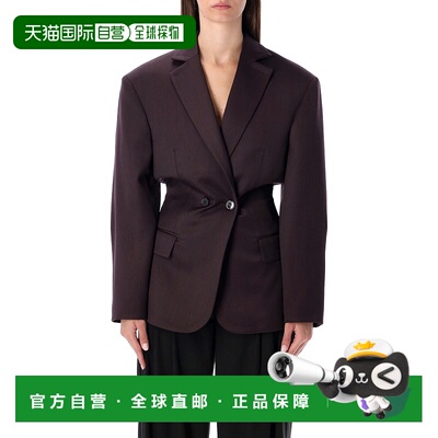 1h可退 潮奢 magda butrym 女士 酒红色束带双排扣西装外套 10492