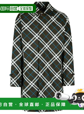BURBERRY 男士夹克 8091845C1213 AW2024 绿色 Check print coat