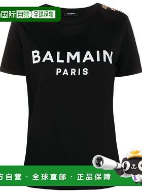 BALMAIN 女士T恤 BF1EF005BB02EAB AW2025 黑色 Logo cotton t-sh