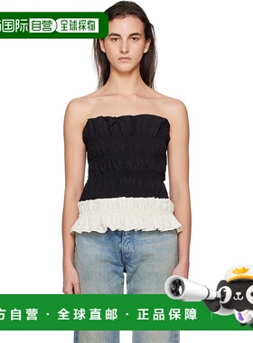 1h可退 潮奢 Kijun 女士 黑色 & 灰白色 Shirring Mono 抹胸上装