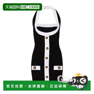 BALMAIN 女士连衣裙 EF1R2390KH99EAB SS2025 黑色 双色挂脖针织