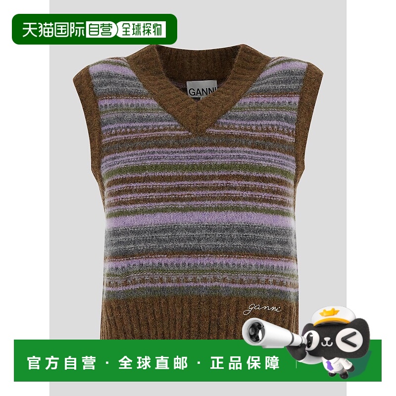 GANNI 女士针织衫 K23562662838 SS2025 花色 Embroidered stretc