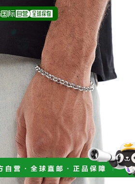 1h可退 潮奢 ASOS 男士 设计防水不锈钢切面链环链条手链(银色)