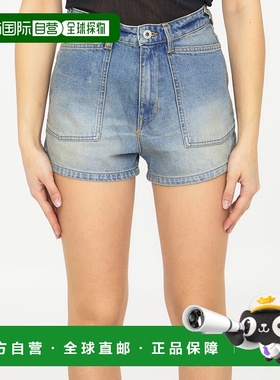 KENZO 女士牛仔裤 FD52DS2246B3DY SS2023 灰色 徽标牛仔短裤