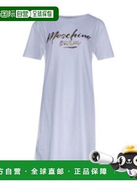 1h可退 MOSCHINO 女士半身裙 M190921251 SS2021 蓝色 徽标连衣裙