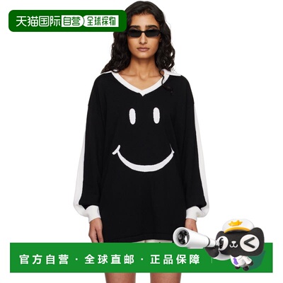 潮奢 Moschino 莫斯奇诺 女士 黑色 Smiley Extra-Fine Merino Wo
