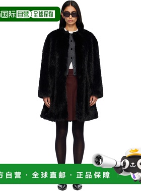 1h可退 潮奢 MaxMara 麦斯玛拉 女士 黑色 Eros 人造毛皮大衣 252