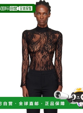 1h可退 潮奢 Balmain 巴尔曼 女士 黑色 Long-Sleeved Lace 连体