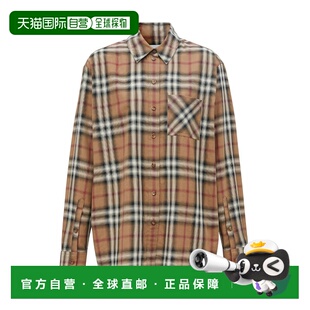 BURBERRY 女士衬衫 80373051 AW2023 棕色 棉质格纹斜纹布宽松衬
