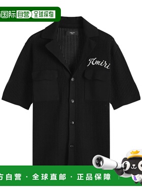 AMIRI 男士T恤 AMKNIR1011001 SS2025 黑色 翻领短袖衬衫