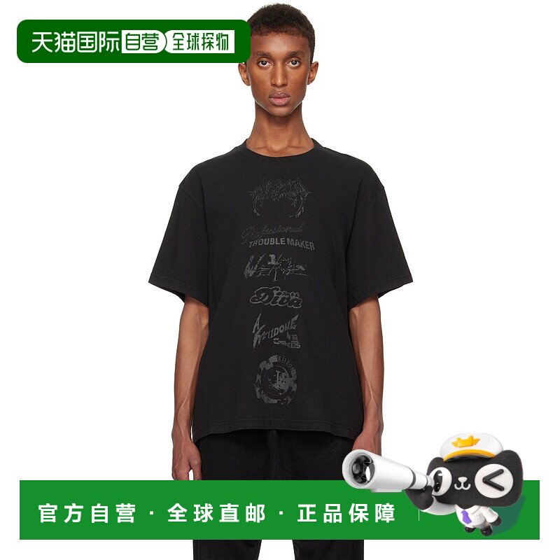 1h可退 潮奢 We11Done 男士 黑色 Multi Logo T 恤 WDTT324777U