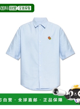 KENZO 男士衬衫 FF55CH1279LO64 SS2025 蓝色 纽扣短袖衬衫