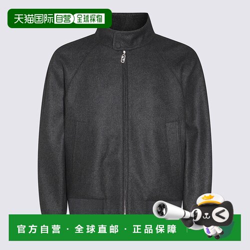 FENDI 男士夹克 FW1333APOAF0UU0 CO 灰色 羊绒飞行员夹克