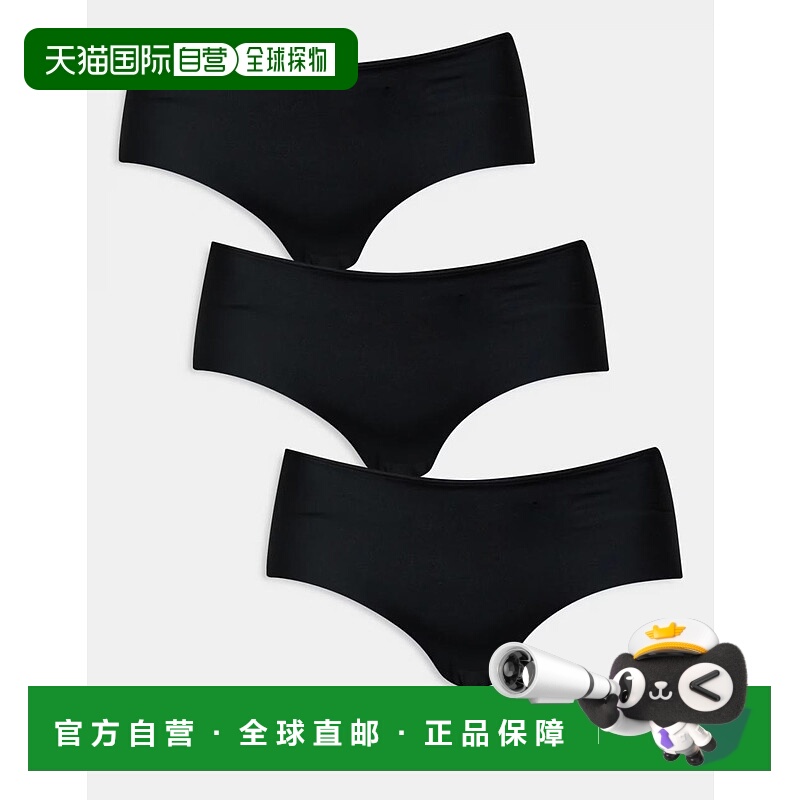 1h可退 潮奢 ASOS 女士 Curve no vpl 设计及臀短裤(三件套)(黑色