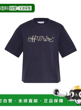 1h可退 潮奢 off-white 女士 海军蓝 Embroidered Script Logo Cr
