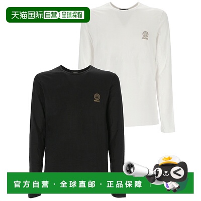 VERSACE 男士T恤 AU101971A10011A225E CO 黑色 印花圆领T恤两件