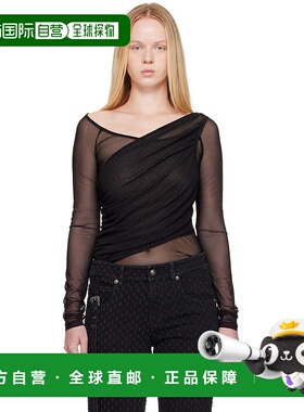 1h可退 潮奢 versace 范思哲 女士 黑色 STR Tulle Glitter 上装