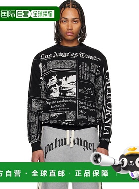 1h可退 潮奢 Palm Angels 棕榈天使 男士 黑色 LA Times 联名毛衣