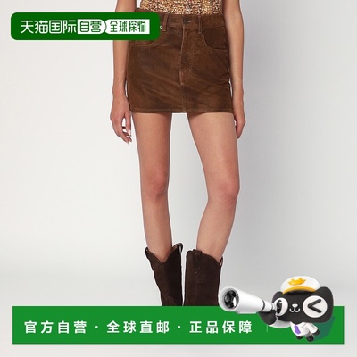 1h可退 潮奢 ISABEL MARANT 女士 Kimmy 棕色仿皮迷你半身裙 25AJ