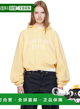 1h可退 潮奢 Essentials 女士 黄色 Fleece Raglan 连帽衫 192SP2