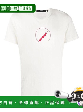 DIESEL 男士T恤 00S4E60SAPC129 SS2020 白色  闪电印花T恤上衣