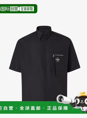 FENDI 男士POLO衫 FS1097AN08F0QA1 AW2025 黑色 短袖衬衫