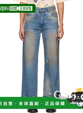 WE11DONE 女士牛仔裤 WDDP324359WBL AW2024 蓝色 腰带环牛仔裤