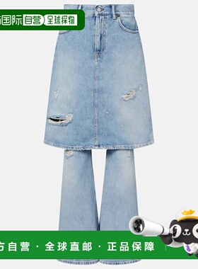1h可退 潮奢 Acne Studios 艾克妮 女士 磨破层叠感阔腿牛仔裤 AK