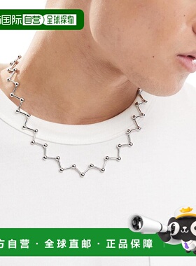 1h可退 潮奢 ASOS 男士 设计人字纹项链(银色) metal金属色 舒适