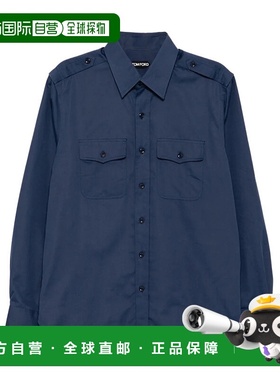 1h可退 TOM FORD 男士衬衫 HME009FMC238HB605 AW2025 蓝色长袖